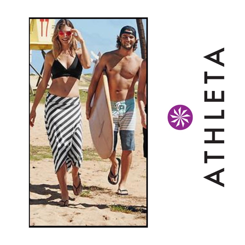 Athleta ribbon stripe wrap midi skirt S